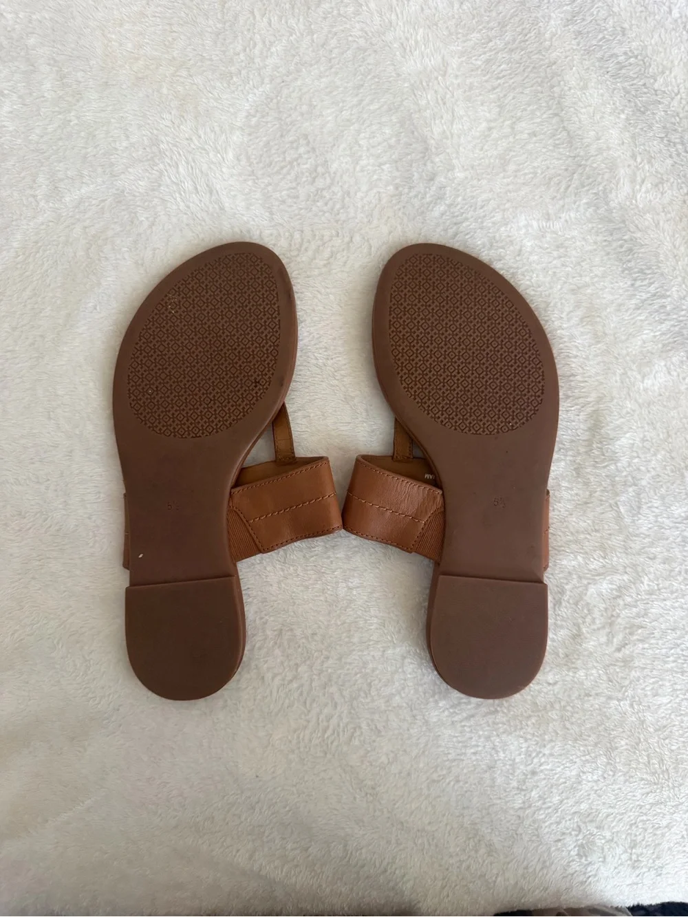 Tory Burch Brown Leather Logo Thong Sandals with Gold Hardware